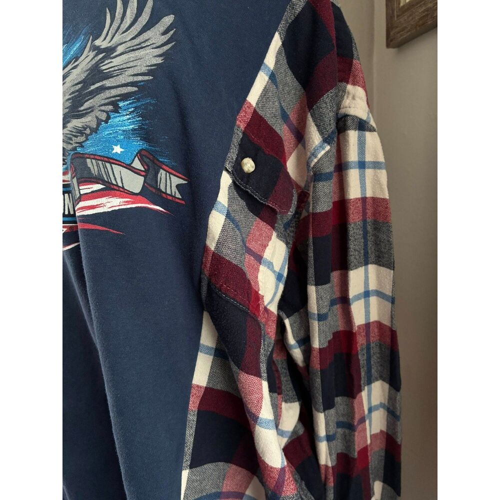 Harley Davidson, Daytona Beach Florida, UPcycled Flannel, Motorcycle, Reworked - Picture 2 of 5